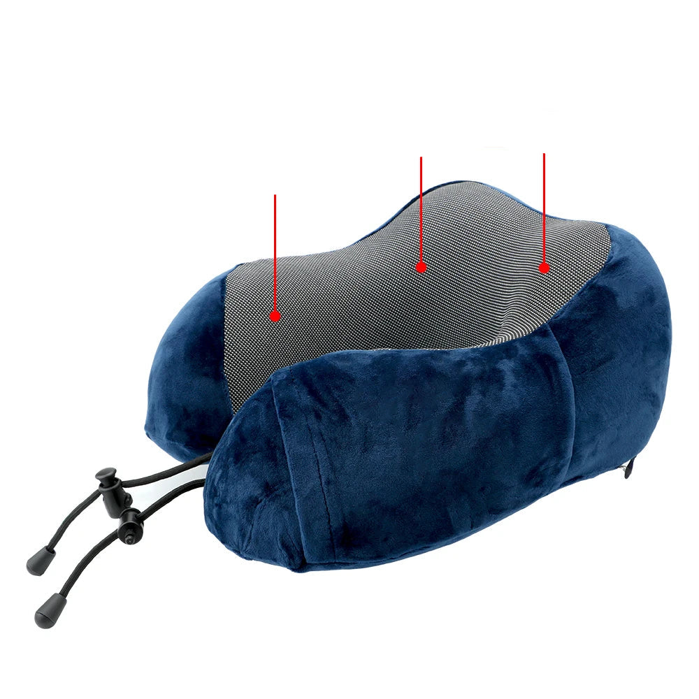 Coussin de Voyage Doux en Mousse à Mémoire de Forme – Oreiller Cervical en U pour Avion et Soutien du Cou