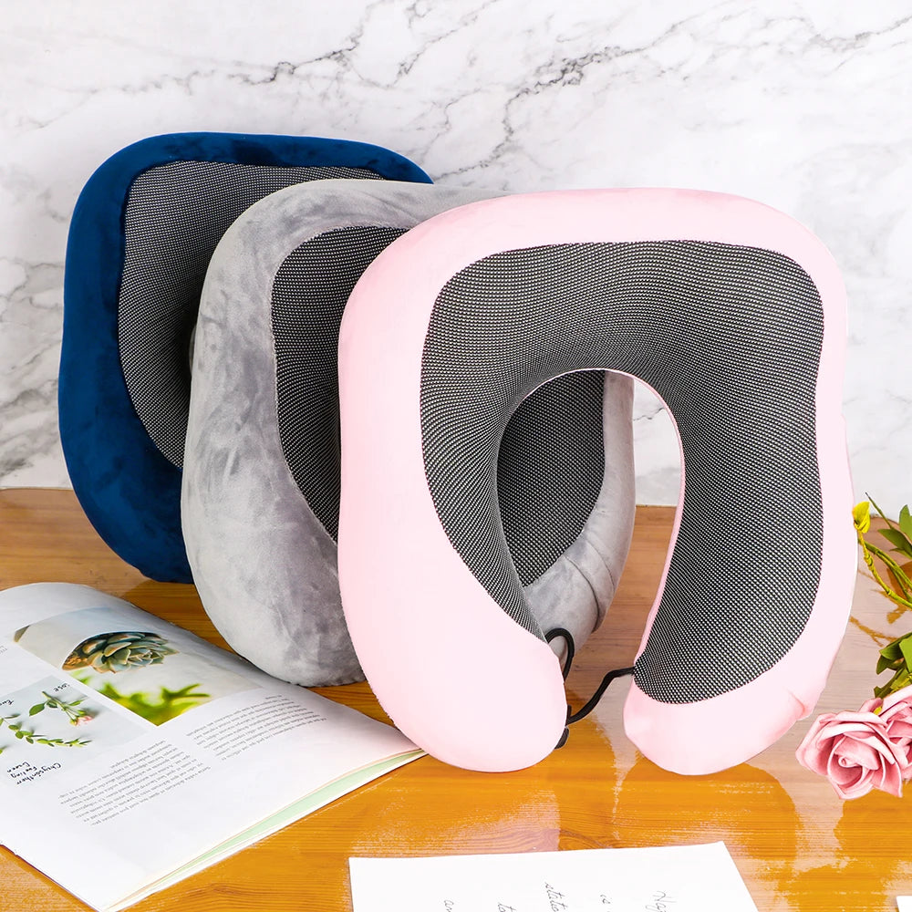 Coussin de Voyage Doux en Mousse à Mémoire de Forme – Oreiller Cervical en U pour Avion et Soutien du Cou