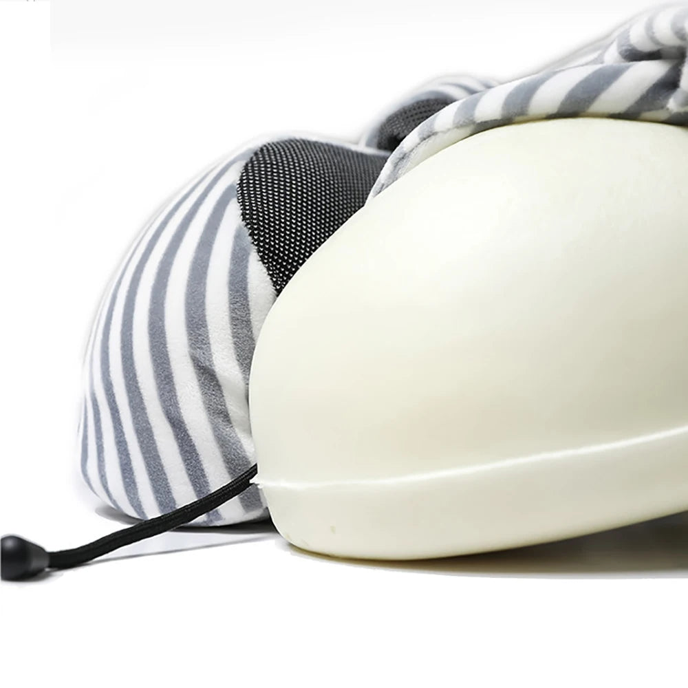Coussin de Voyage Doux en Mousse à Mémoire de Forme – Oreiller Cervical en U pour Avion et Soutien du Cou
